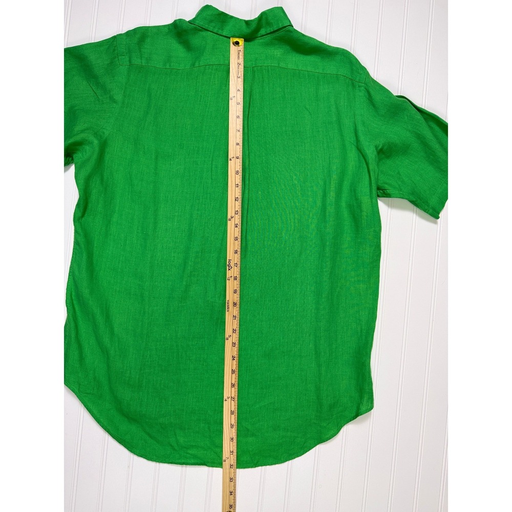 Ralph Lauren Linen Button Up Shirt Mens L Green Classic Fit Short Sleeve Resort - Picture 10 of 10